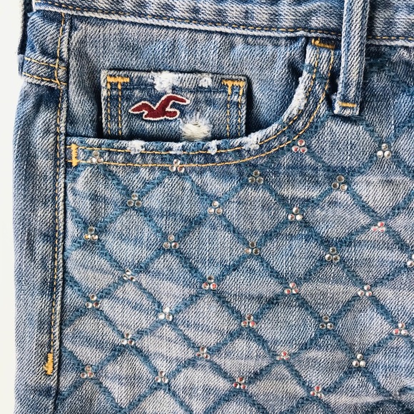 🚩Hollister Shorts Denim Sz 28 Blue Distressed - Picture 3 of 5